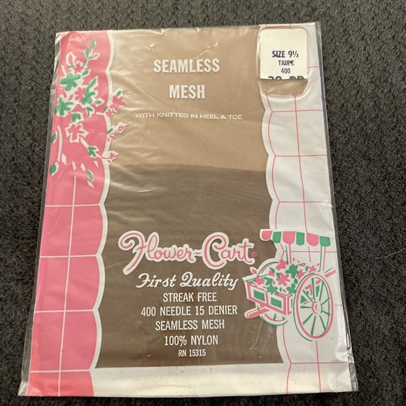 Vintage New Flower Cart Seamless Mesh Taupe 9 1/2 D33 - Picture 1 of 2